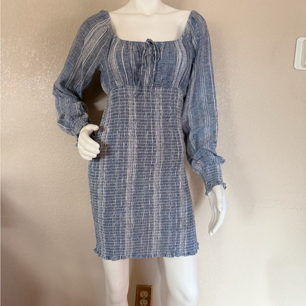Guess Blue and White Striped Mini Dress Size M   NWT